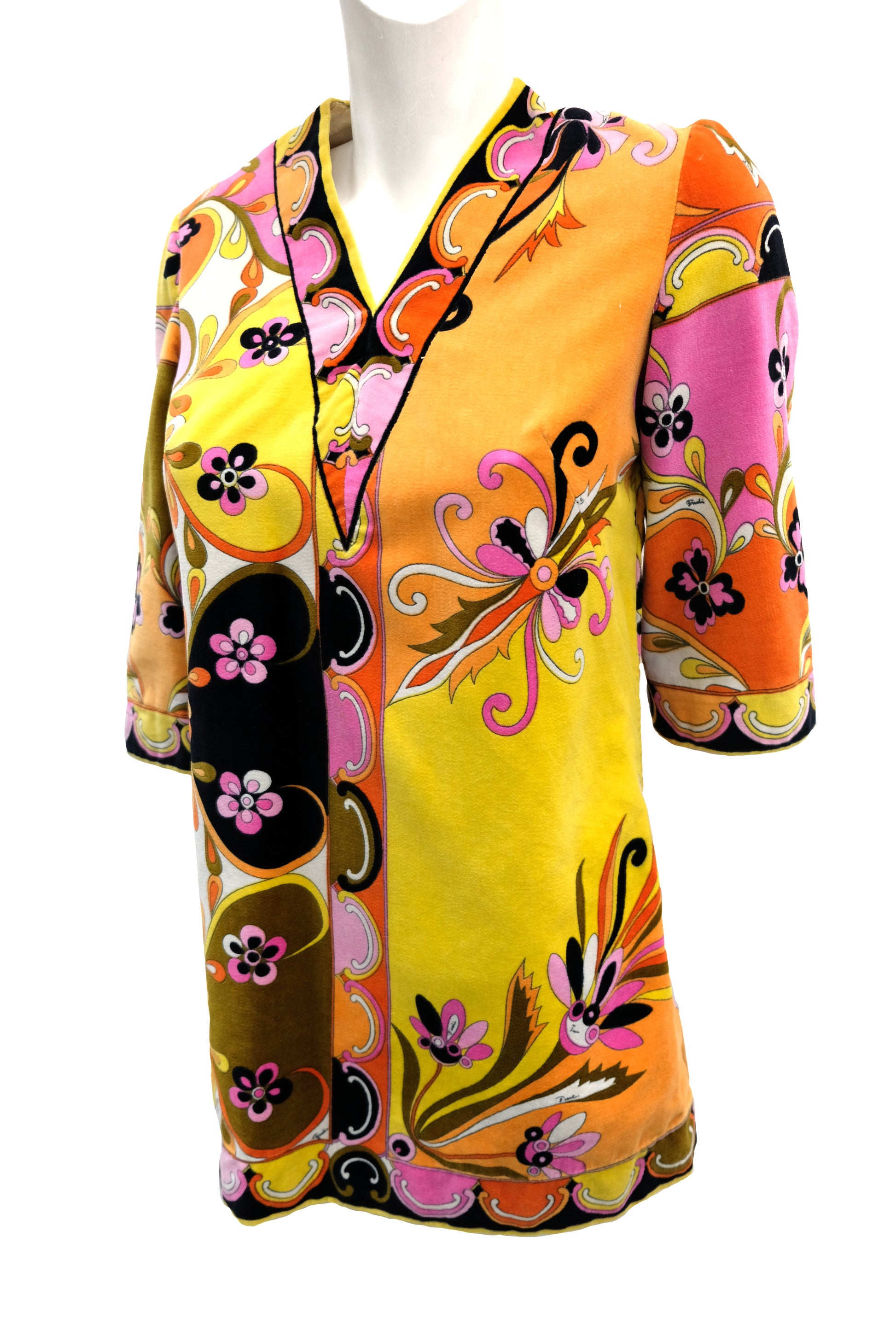 Emilio Pucci Vintage Psychedelic Velvet Tunic, UK8