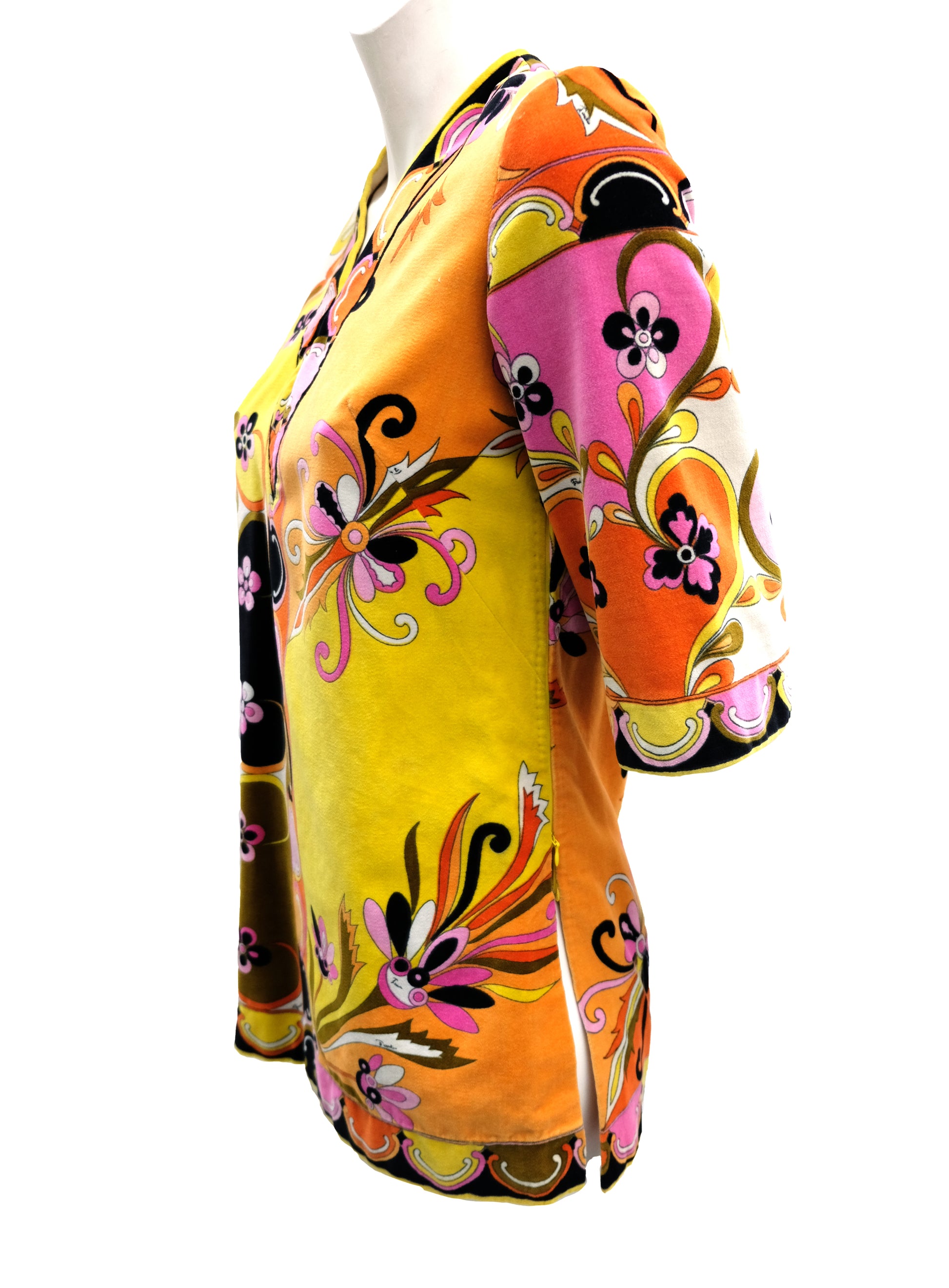 Emilio Pucci Vintage Psychedelic Velvet Tunic, UK8