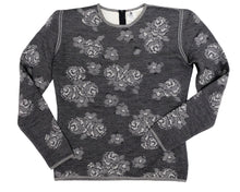 Ungaro Vintage Knitted 2-piece in Grey Wool with Intarsia Flowers, UK10