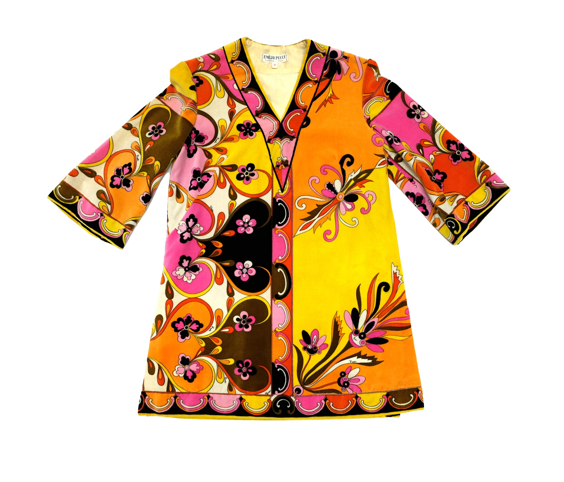 Emilio Pucci Vintage Psychedelic Velvet Tunic, UK8