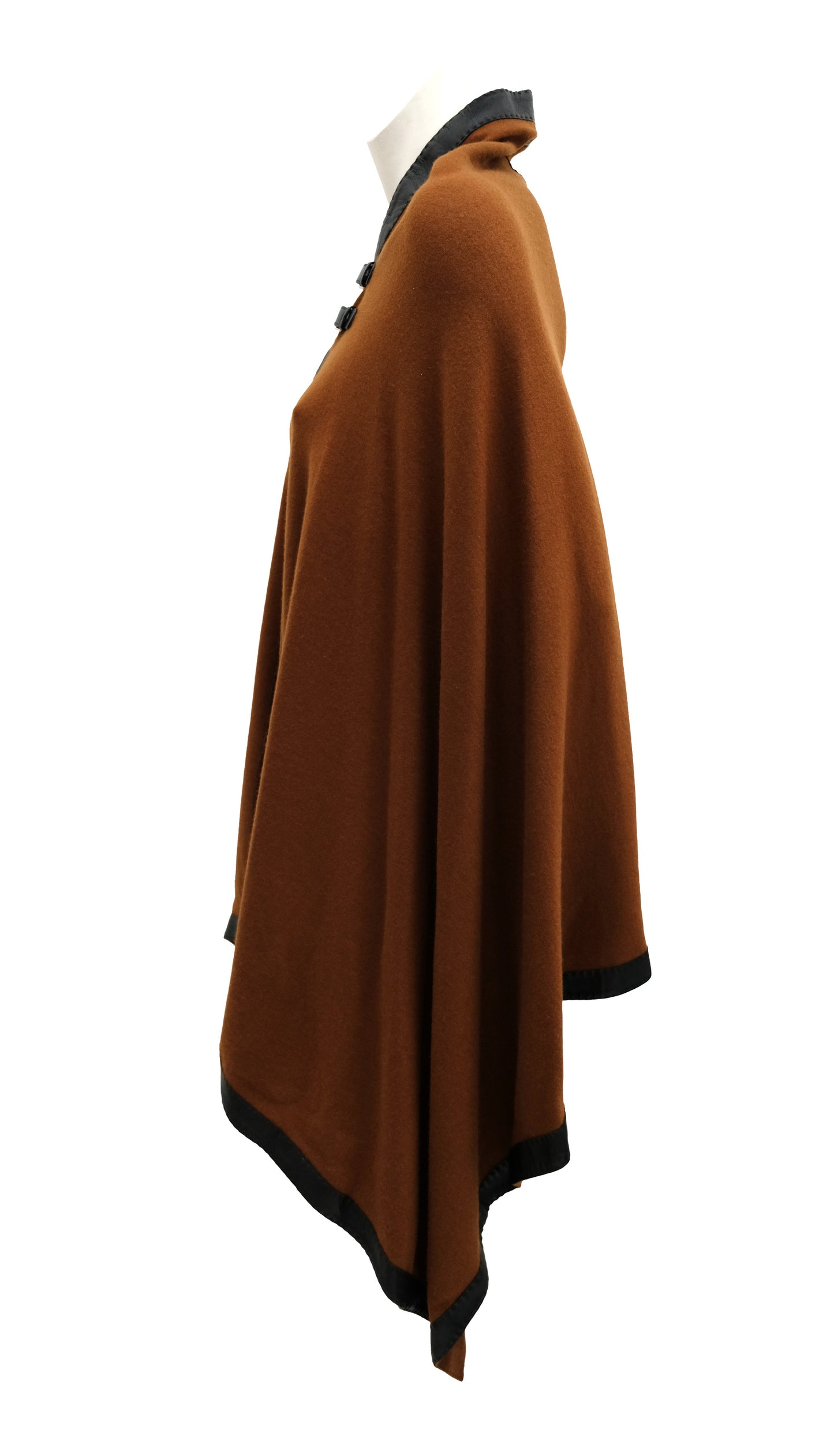 Hermès Vintage Cape in Brown Cashmere with Leather Trim, O/S