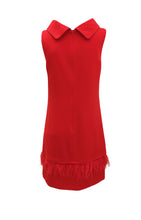 Musani Couture Shift Dress in Red with Feather Trim, UK10-12