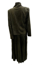 Vintage 1980s  Green Suede 2-piece Skirt Suit, UK12-14