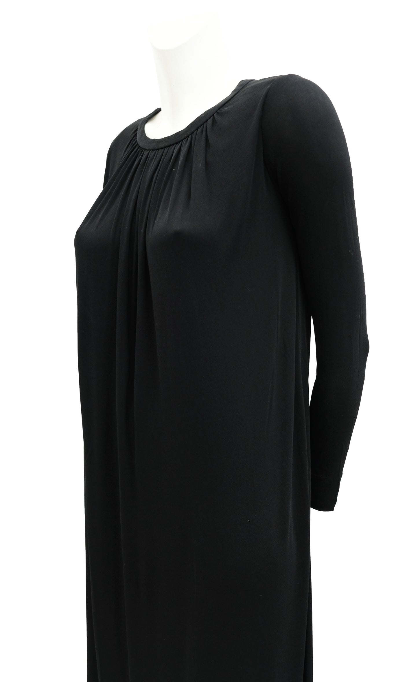 Yves Saint Laurent 1970s Vintage Maxi Dress in Black Jersey, UK10