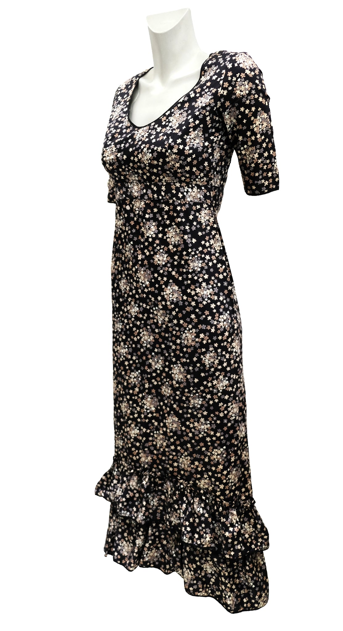 Yves Saint Laurent 1970s Vintage Tiered Floral Maxi Dress, Uk6-8#n# #n 