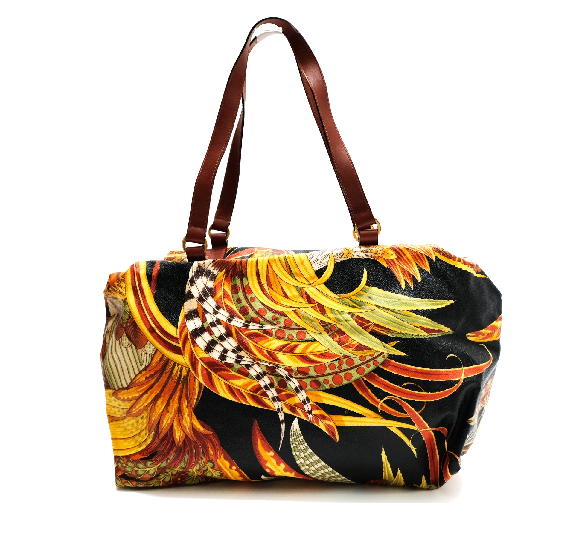 Salvatore Ferragamo Duffel Bag in Feather Printed Coated Canvas, L