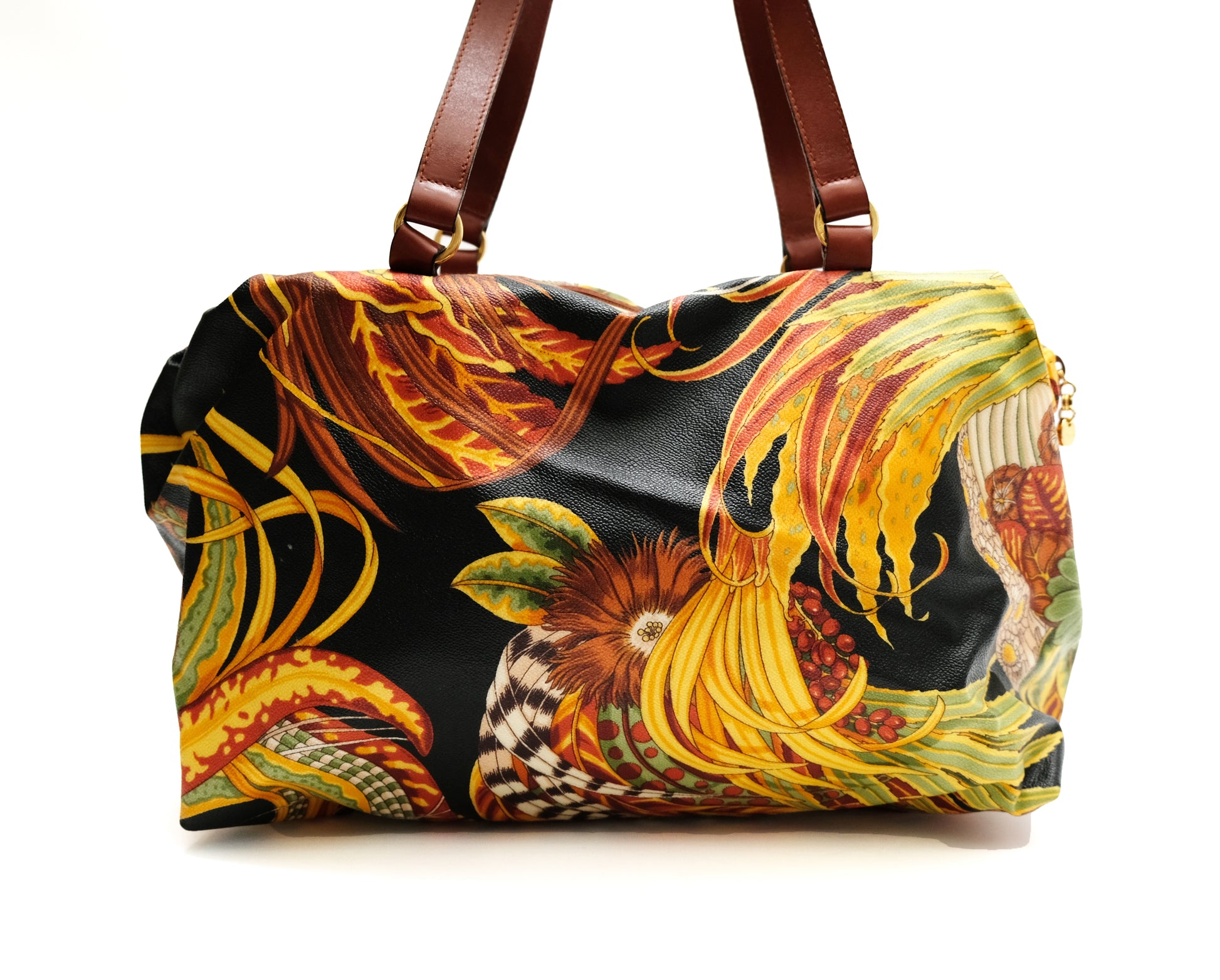 Salvatore Ferragamo Duffel Bag in Feather Printed Coated Canvas, L