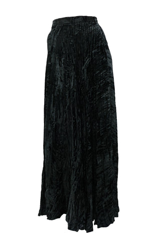 Yves Saint Laurent Vintage Maxi Skirt in Crushed Black Velvet,  UK6-8