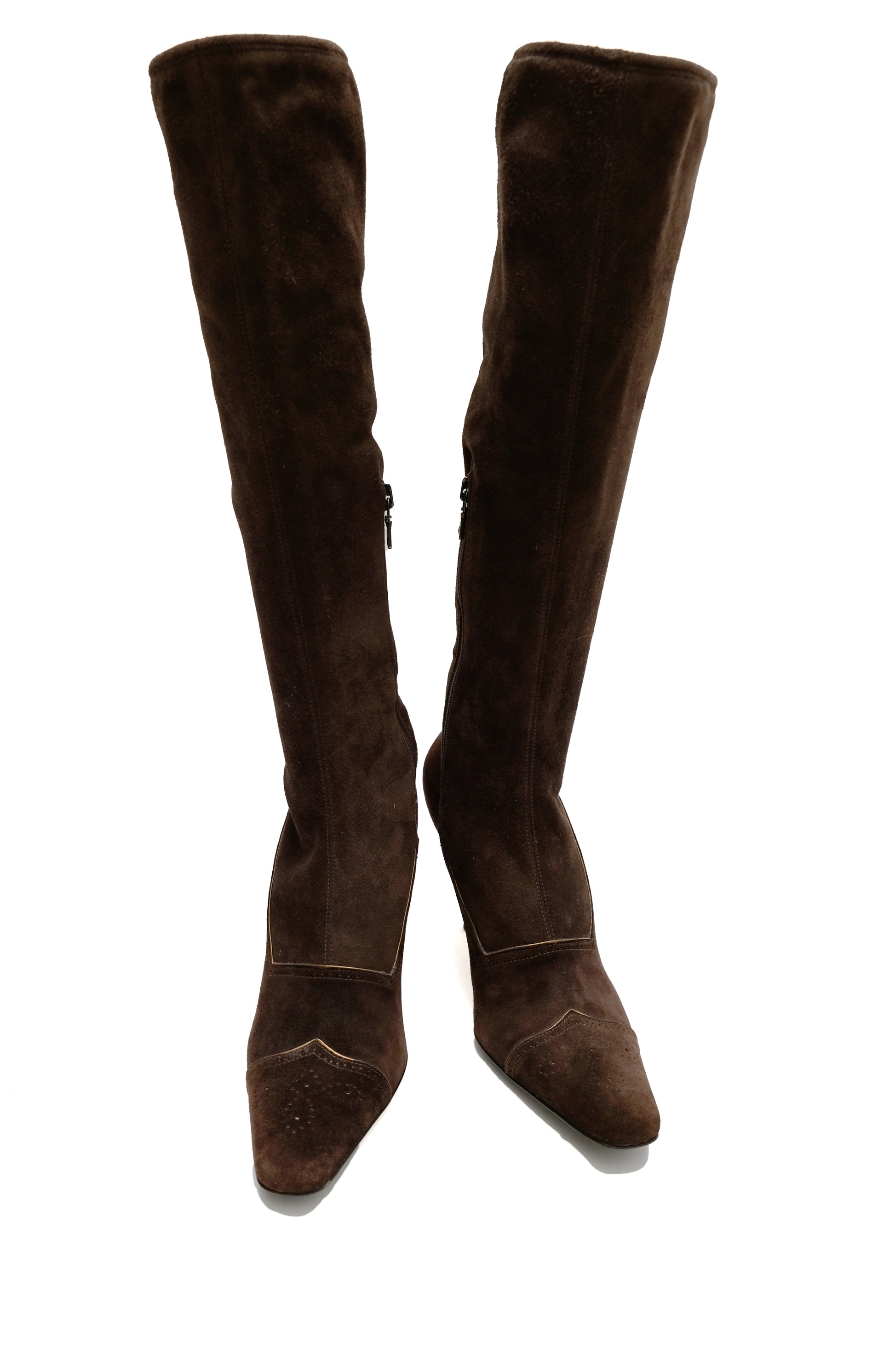 Prada Knee Boots in Brown Suede,  EU37