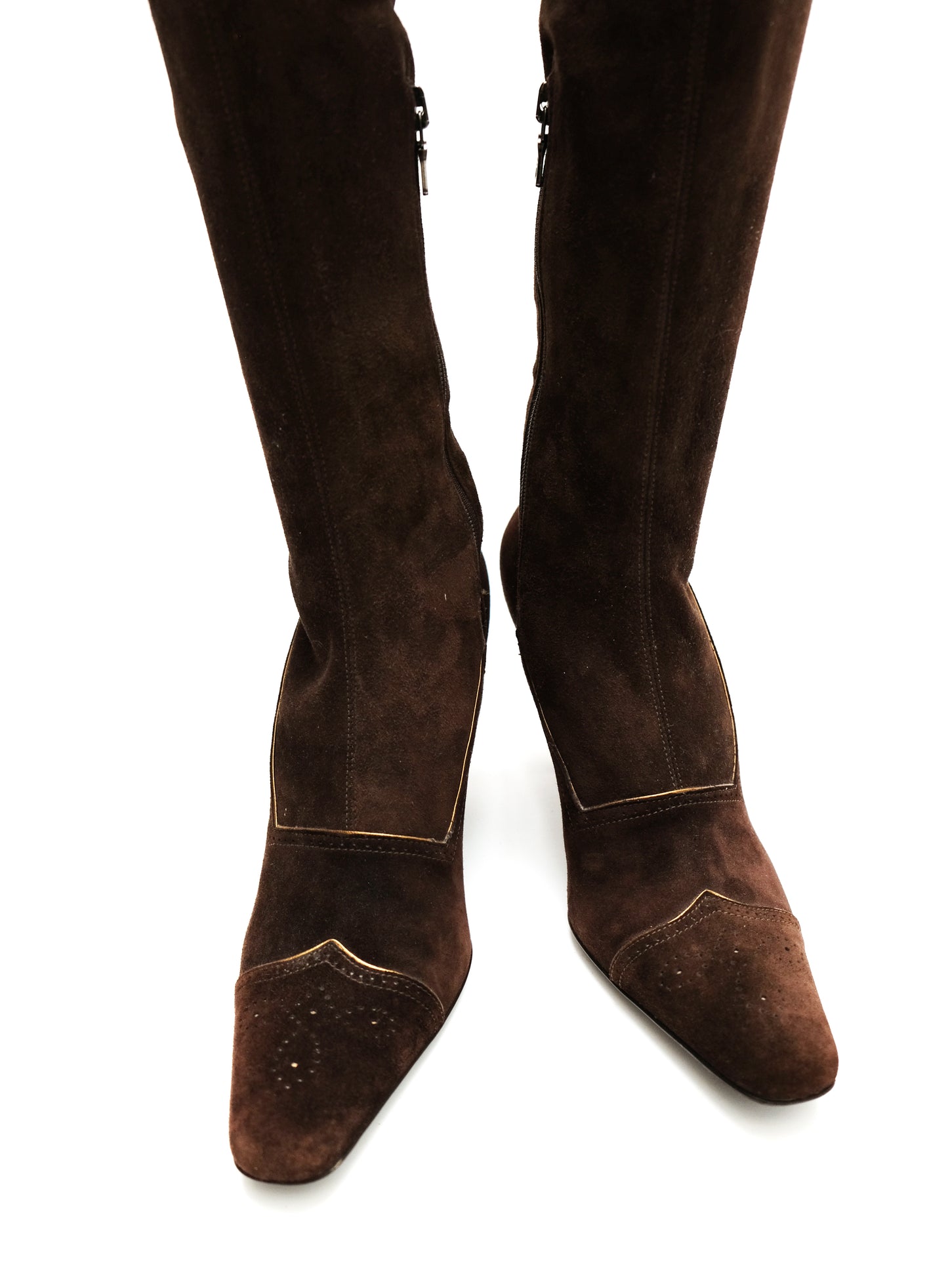 Prada Knee Boots in Brown Suede,  EU37