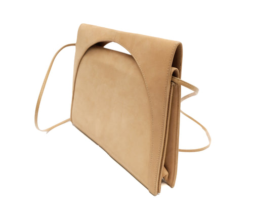 Charles Jourdan Vintage Shoulder Bag in Sand Suede and Leather, S