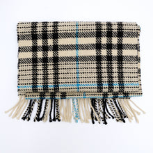 Burberry Scarf in White Black & Blue Check Wool
