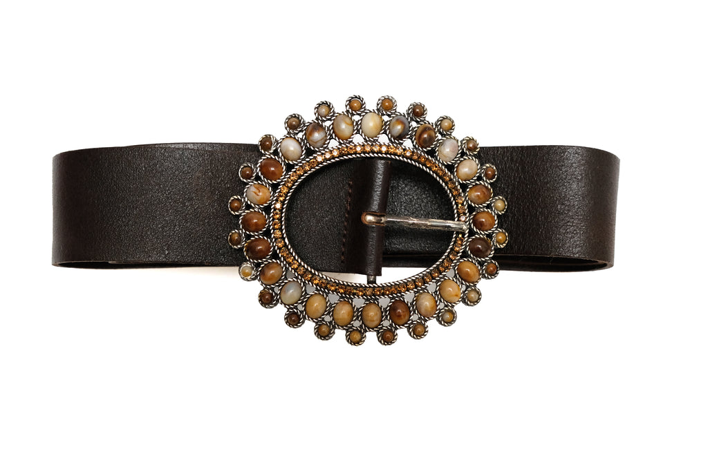 Joseph Vintage Brown Leather belt With Fancy Buckle – Menage Modern Vintage