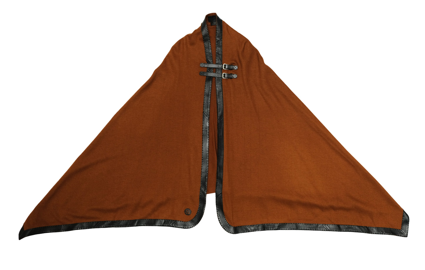 Hermès Vintage Cape in Brown Cashmere with Leather Trim, O/S