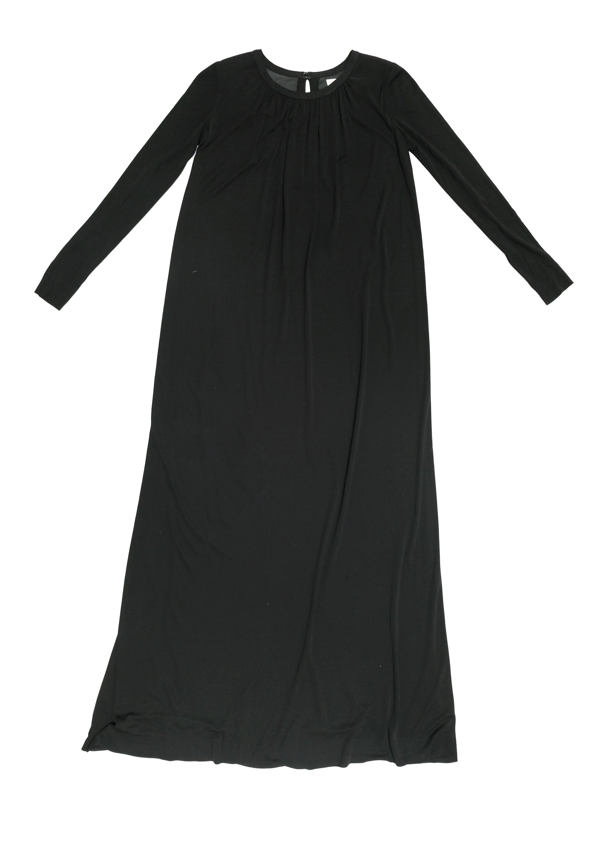 Yves Saint Laurent 1970s Vintage Maxi Dress in Black Jersey, UK10