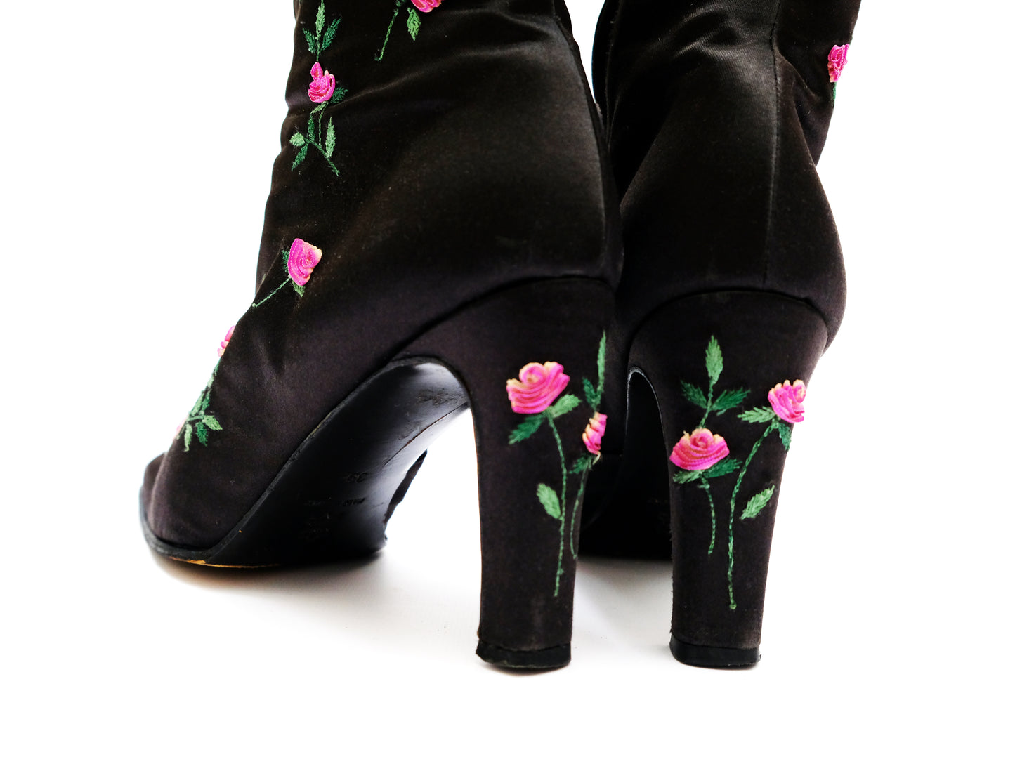 Emma Hope Vintage Embroidered Satin Boots, UK5.5