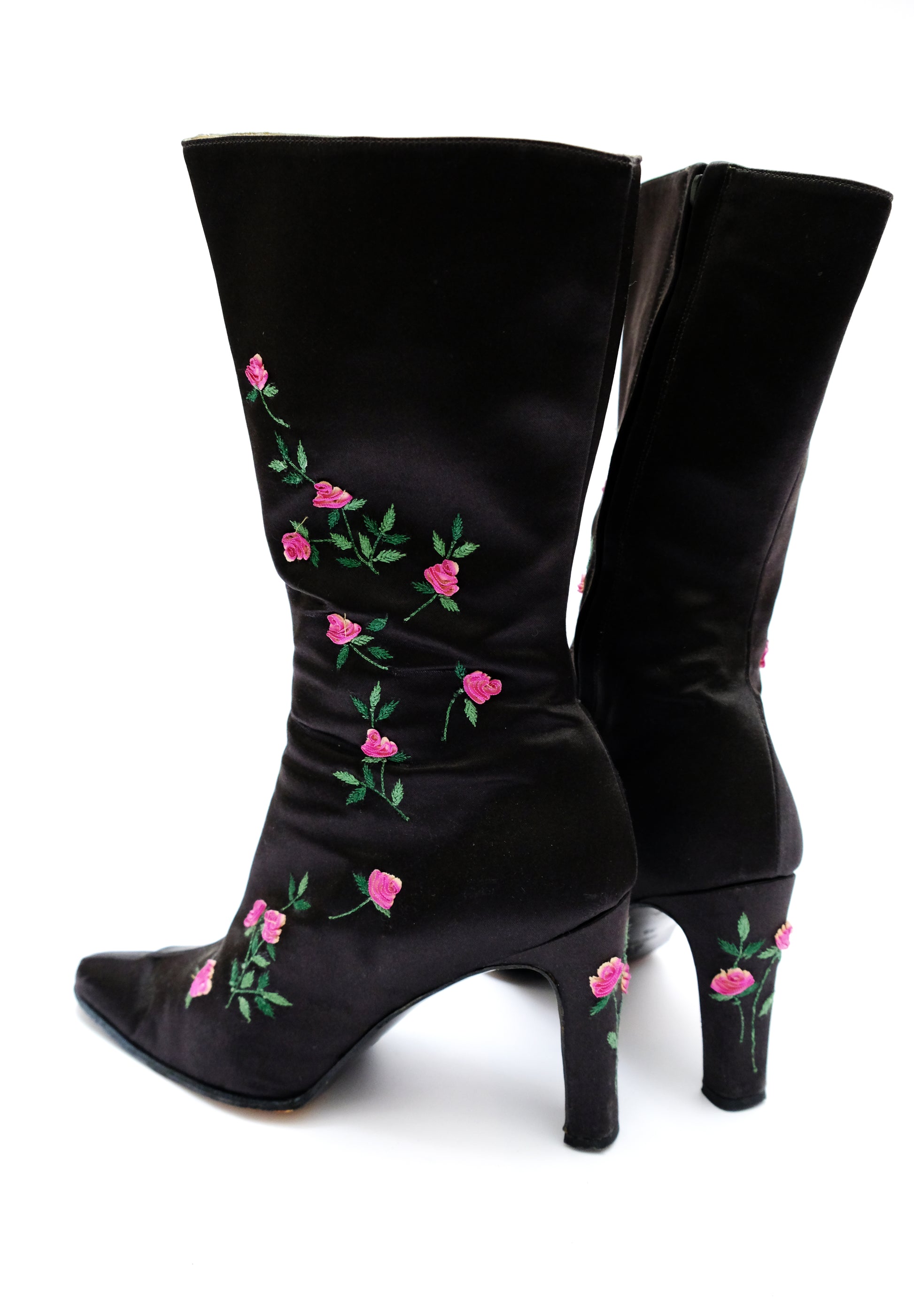 Emma Hope Vintage Embroidered Satin Boots, UK5.5