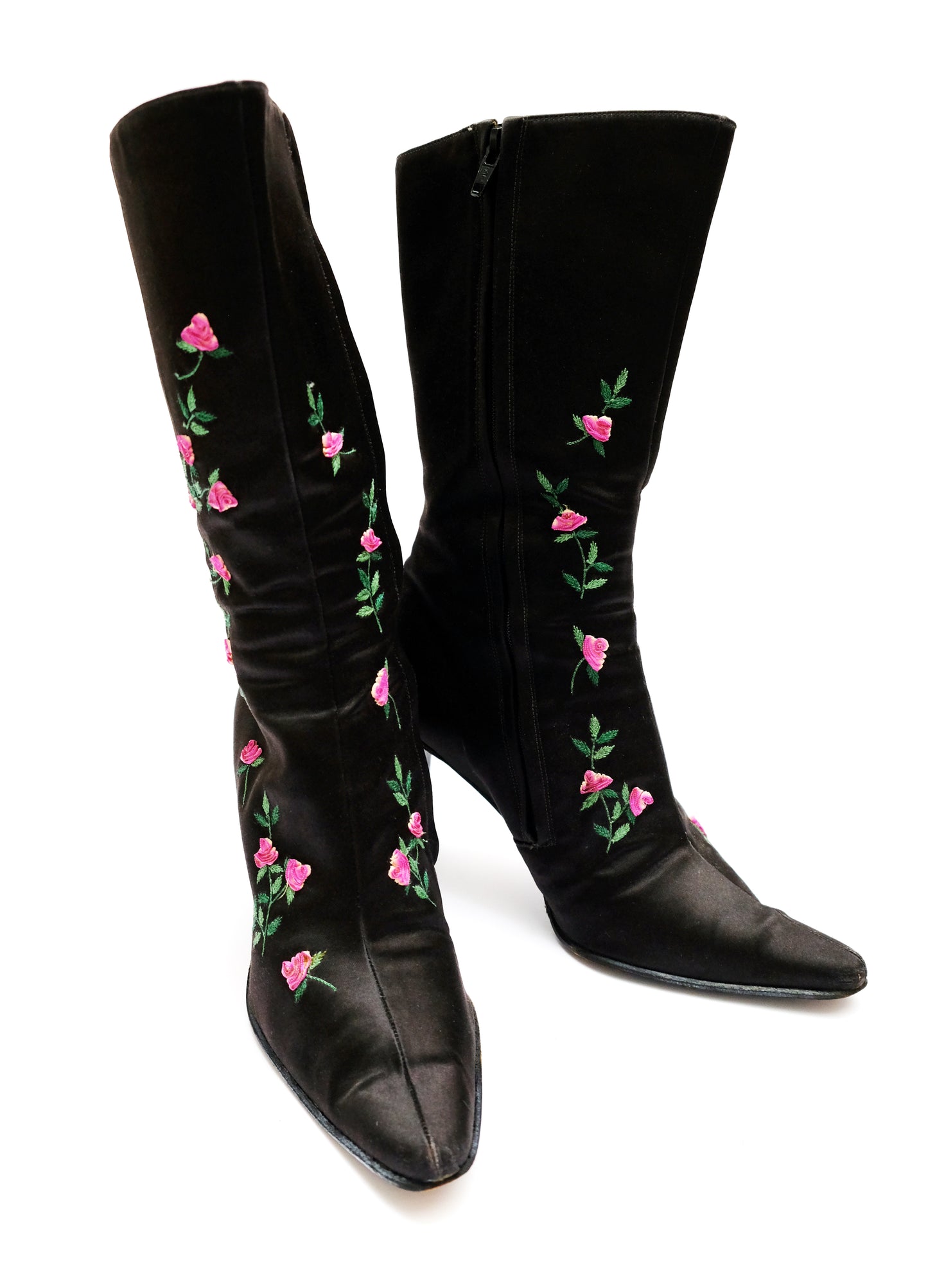 Emma Hope Vintage Embroidered Satin Boots, UK5.5