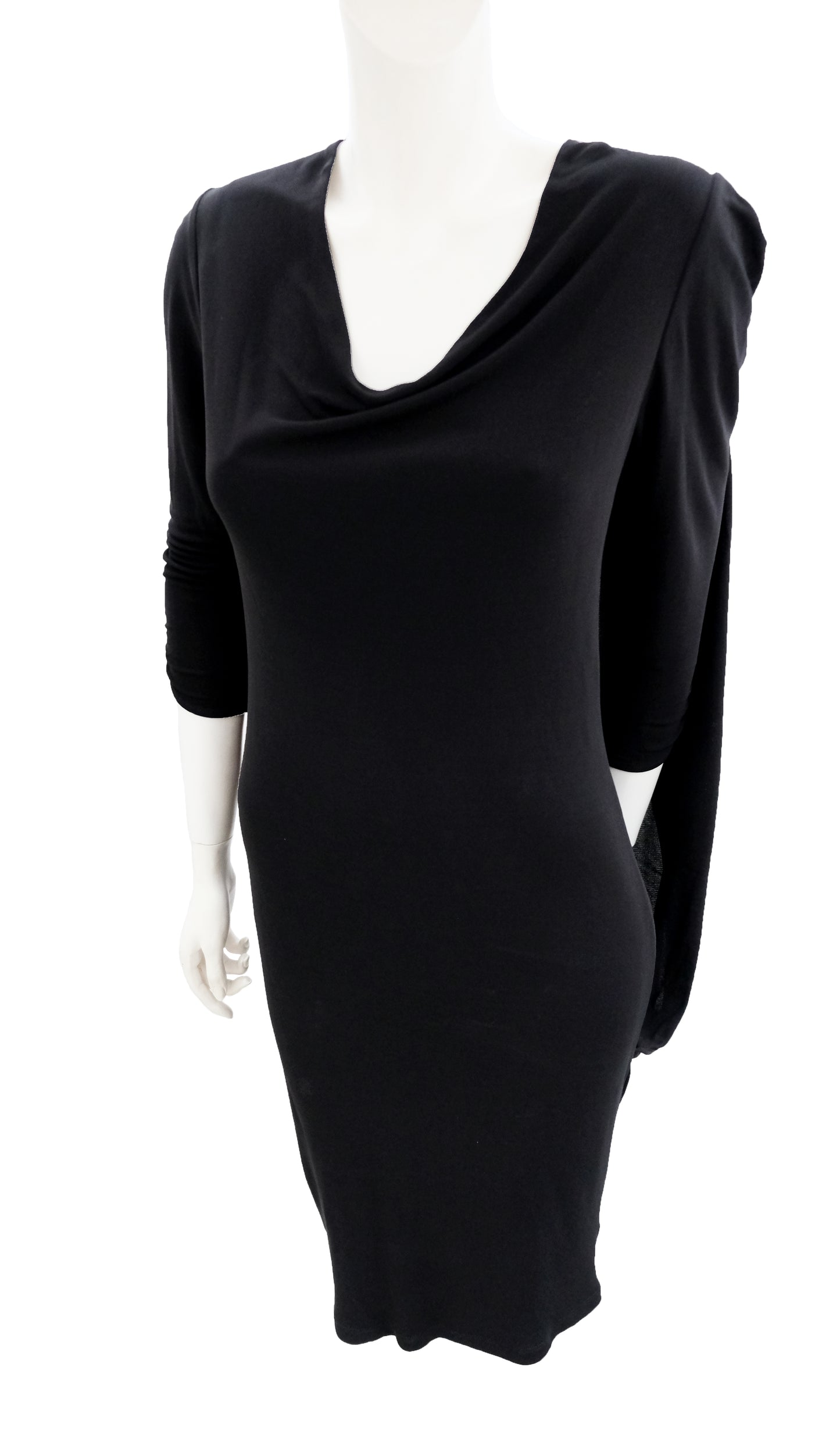 Alexander McQueen Black Jersey Dress with Floating Panel, UK10-12