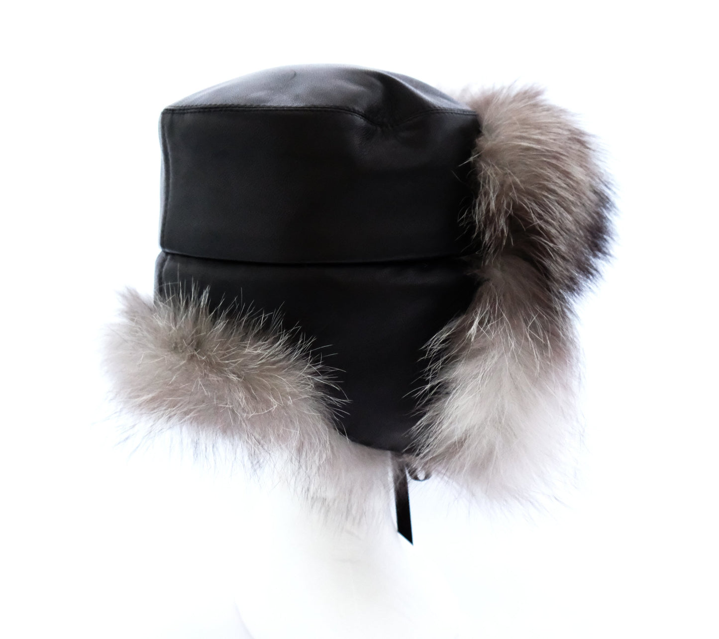 Harrods Trapper Hat in Brown Leather with Fur Lining