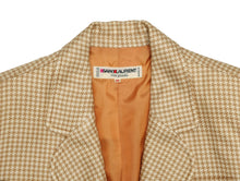 Yves Saint Laurent Vintage Houndstooth Jacket in Beige Silk, UK10