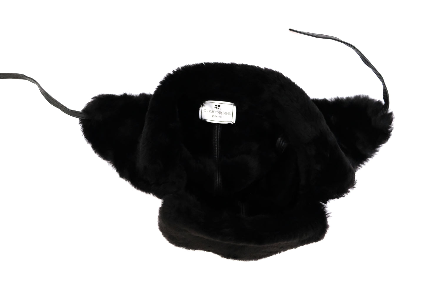 Courreges Vintage Trapper Hat in Black Shearling