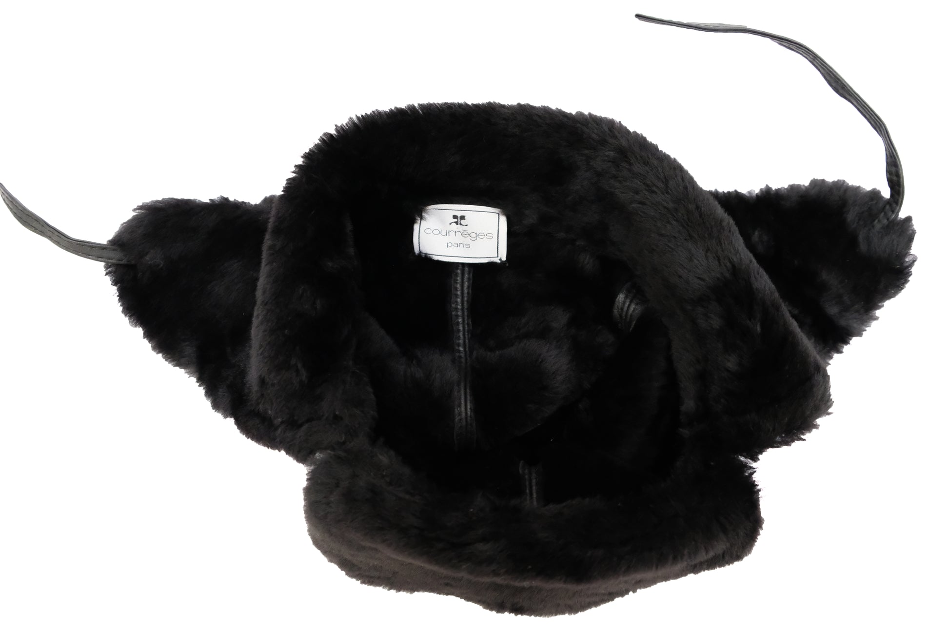 Courreges Vintage Trapper Hat in Black Shearling