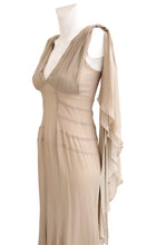 Amanda Wakeley Floaty Beige Chiffon Evening Gown, UK8-10