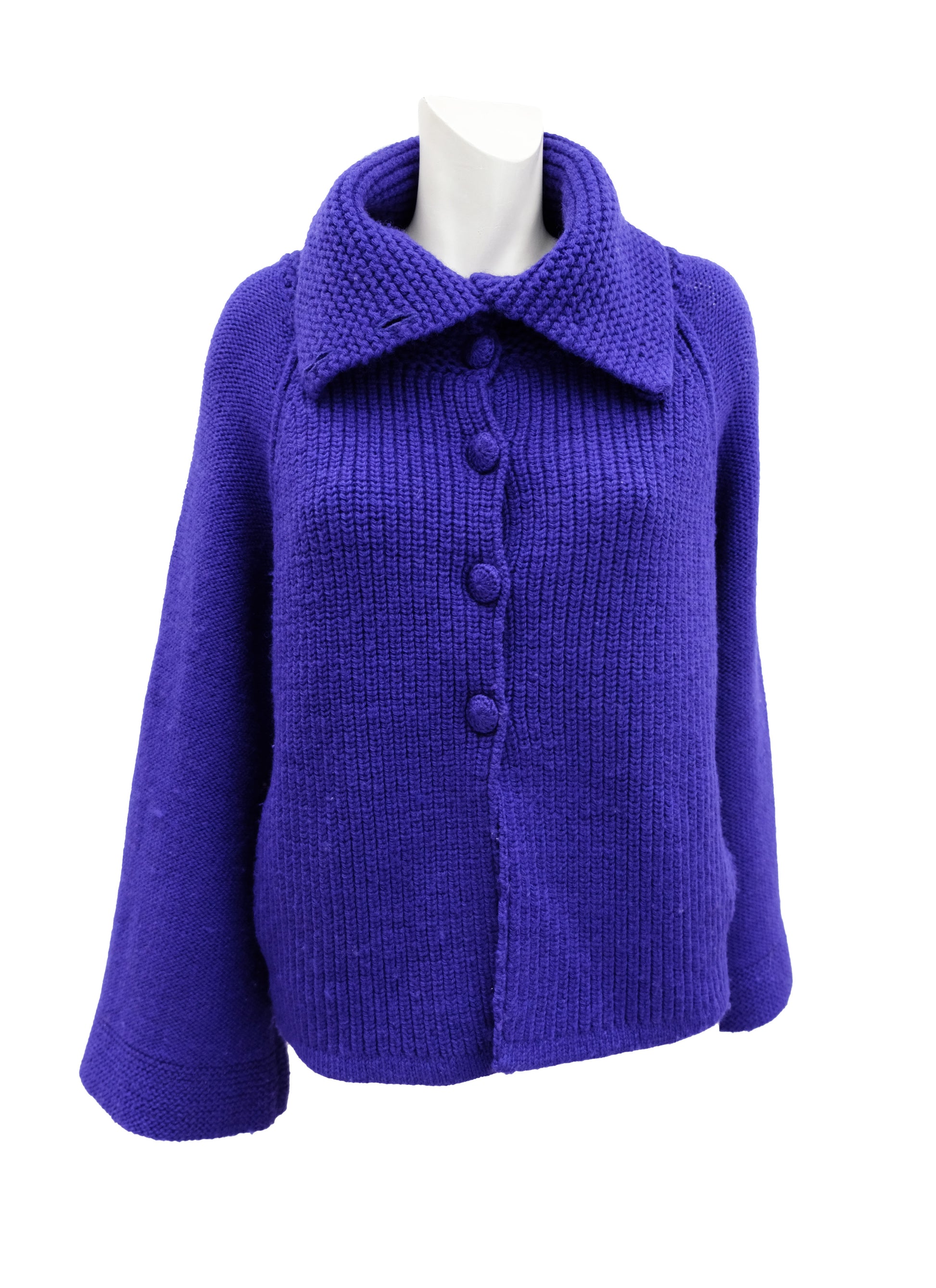 Sonia Rykiel Chunky Knitted Jacket in Blue Wool, UK10-12