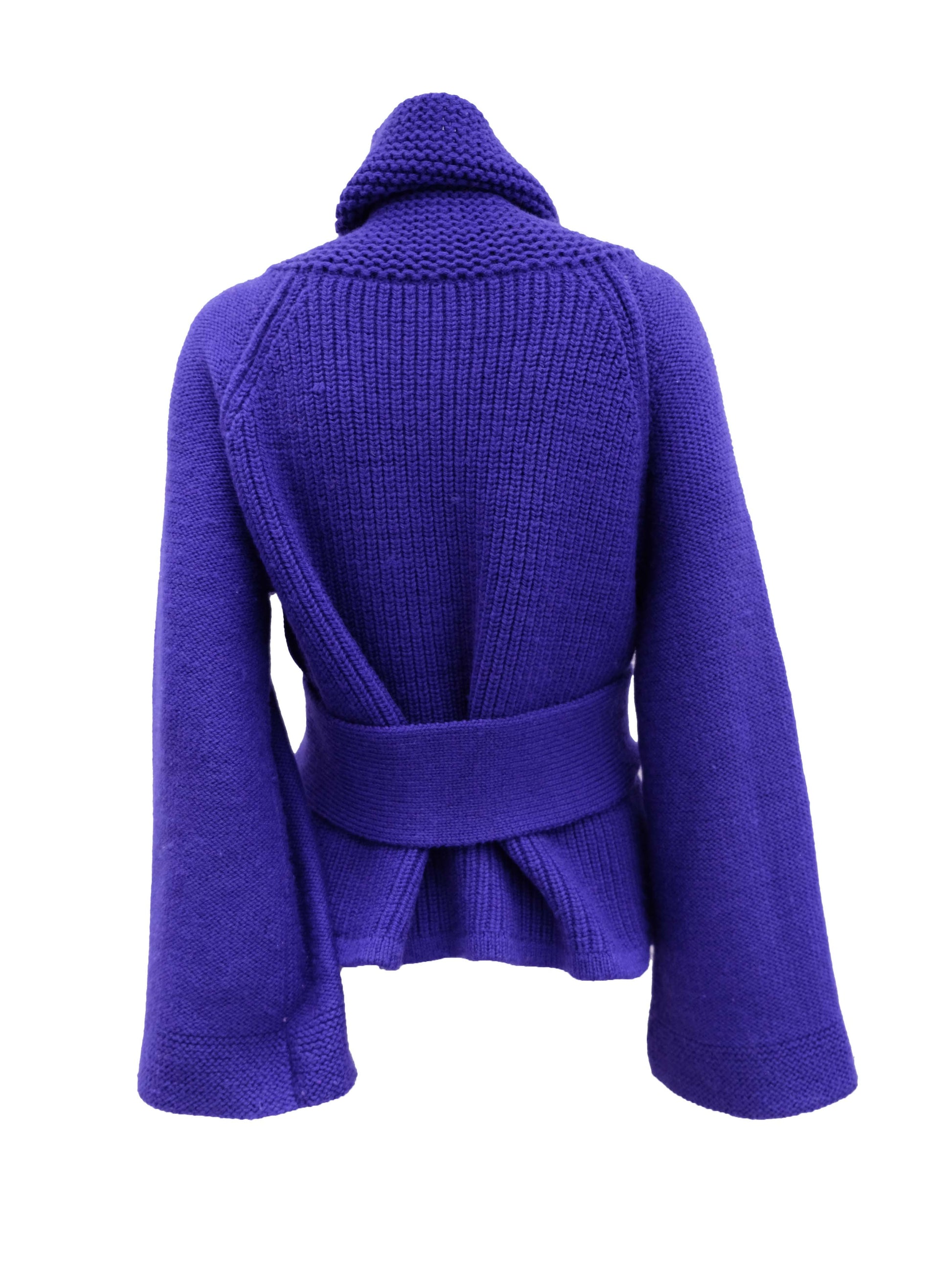 Sonia Rykiel Chunky Knitted Jacket in Blue Wool, UK10-12