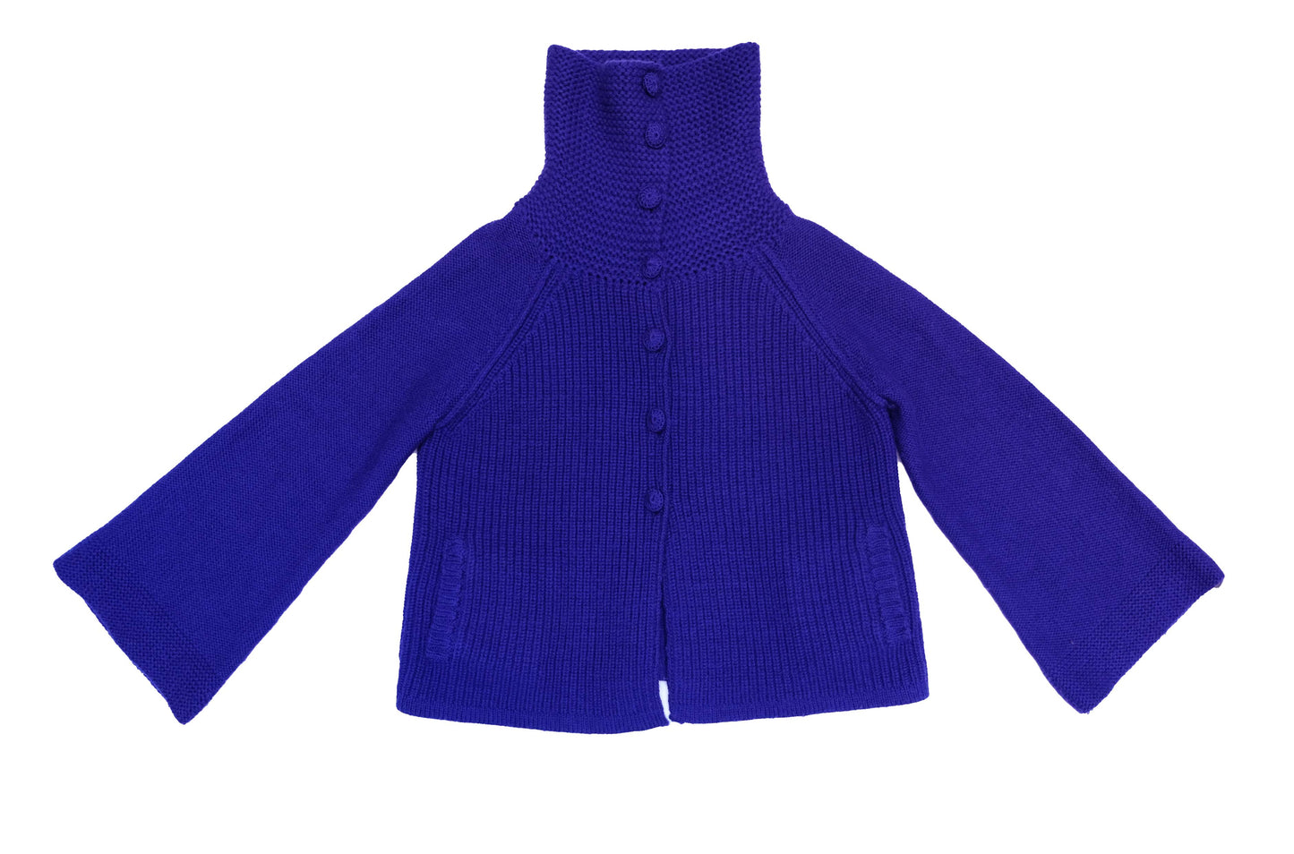 Sonia Rykiel Chunky Knitted Jacket in Blue Wool, UK10-12