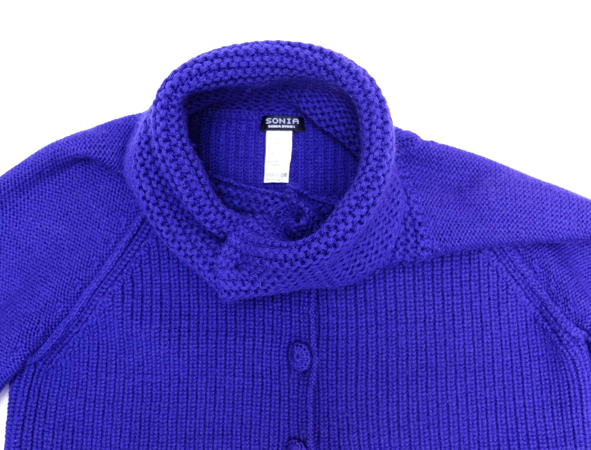 Sonia Rykiel Chunky Knitted Jacket in Blue Wool, UK10-12