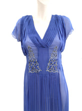Alberta Ferretti Pleated Blue Chiffon Dress with Matching Stole, UK10
