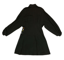 Eley Kishimoto Vintage Dress in Black Wool with Colourful Buttons, UK10-12