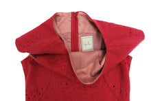 Sybilla Vintage Cut Out Shift Dress in Cherry Red Wool,  UK8-10