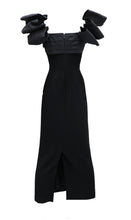 Albert Nipon "Nipon Night" Vintage Long Evening Dress in Black Crepe, UK8-10