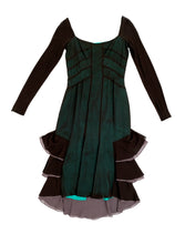Amanda Wakeley Black Chiffon Dress with Ruffle Skirt,  UK10
