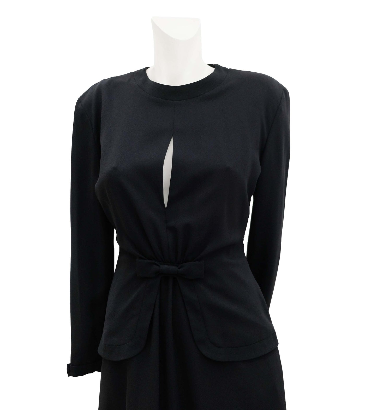 Mani 1990s Vintage Formal Dress in Black Crepe with Bow Detail, UK10