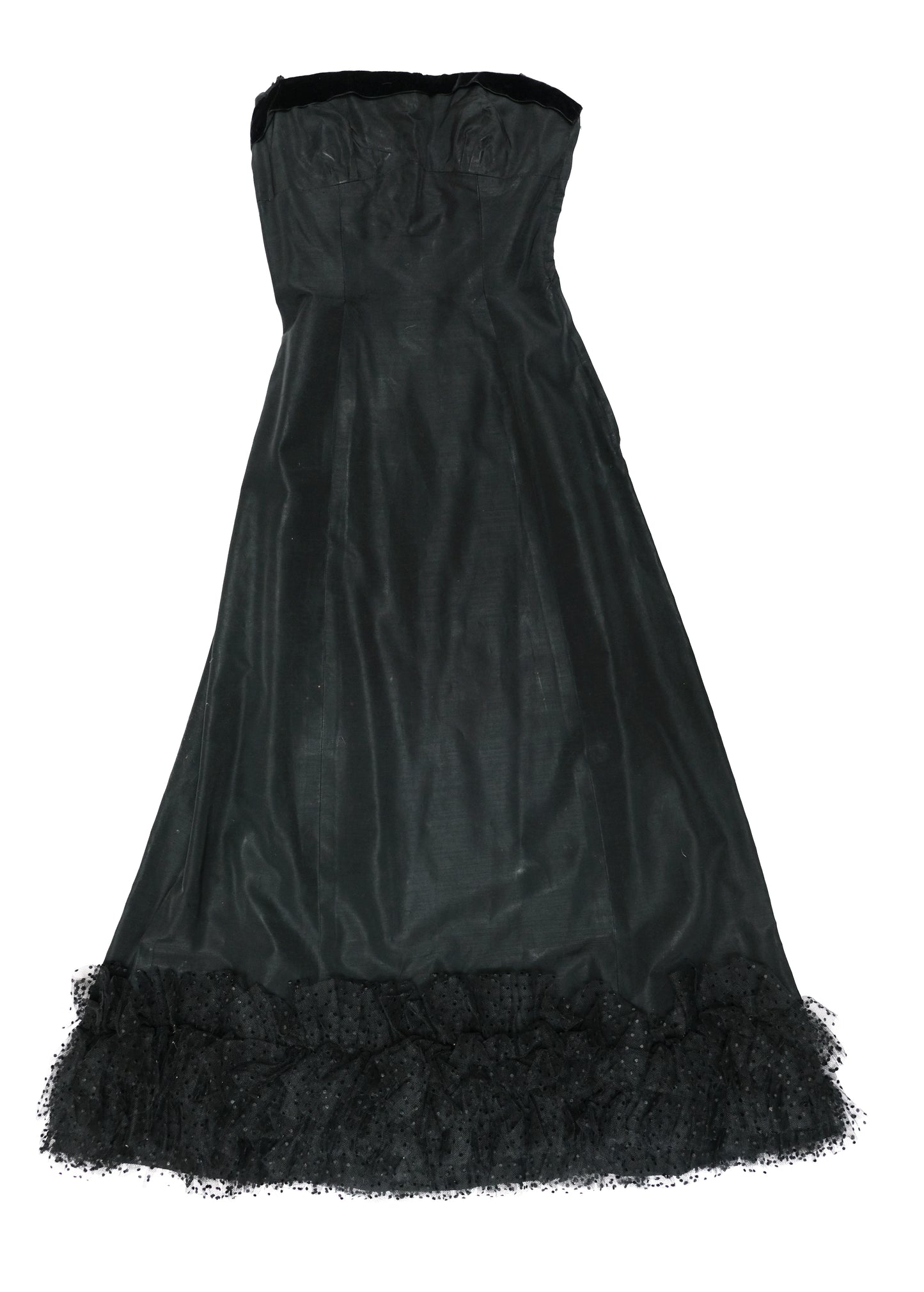 Vintage Fenwick Strapless Long Evening Dress with Net Frill, UK8