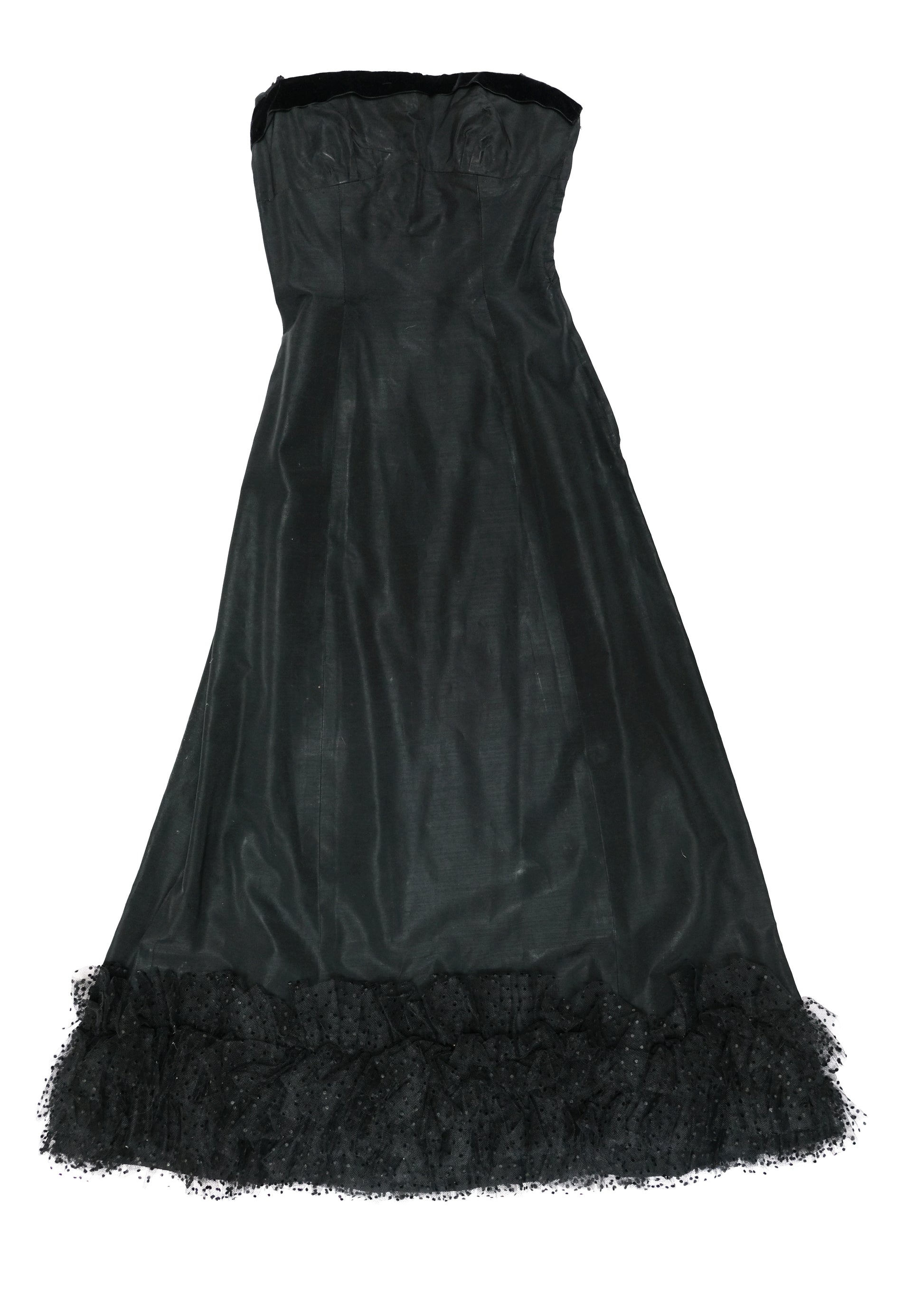 Vintage Fenwick Strapless Long Evening Dress with Net Frill, UK8