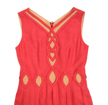 Sybilla Pleated Summer Dress in Pink Linen, UK10