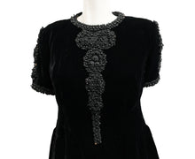 Christian Dior Boutique 1960s Vintage Embellished Black Velvet Cocktail Dress, UK10