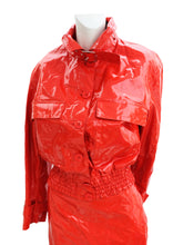 Max Mara Shiny Red Plastic 2 Piece Skirt Suit, UK12