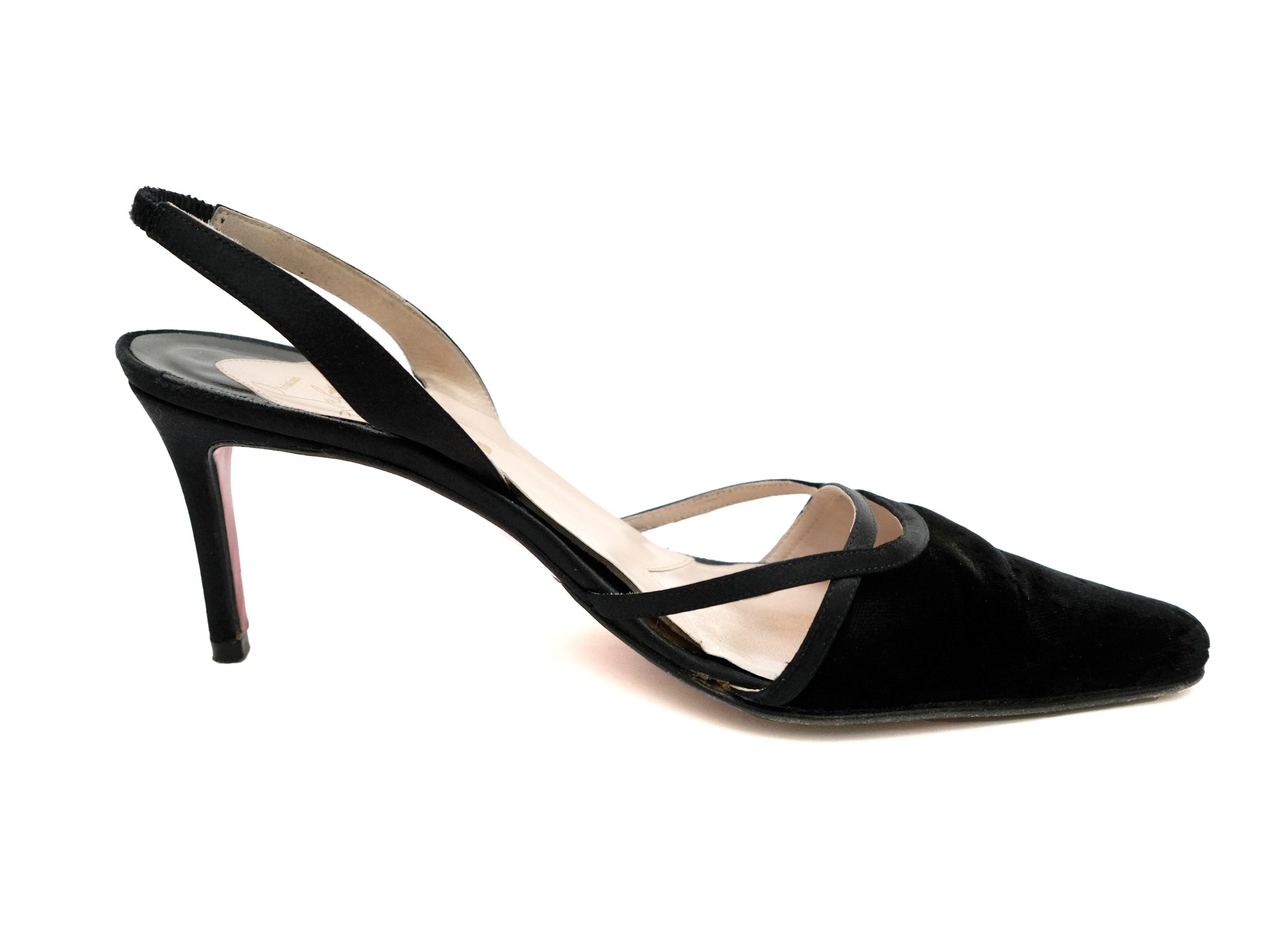 Christian Louboutin Vintage Black Velvet Slingbacks, EU39.5