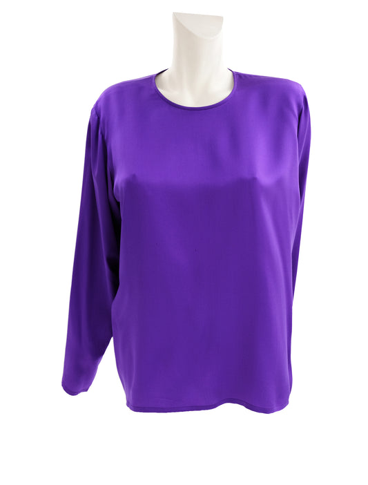 Yves Saint Laurent Vintage Blouse in Purple Silk, UK10-12