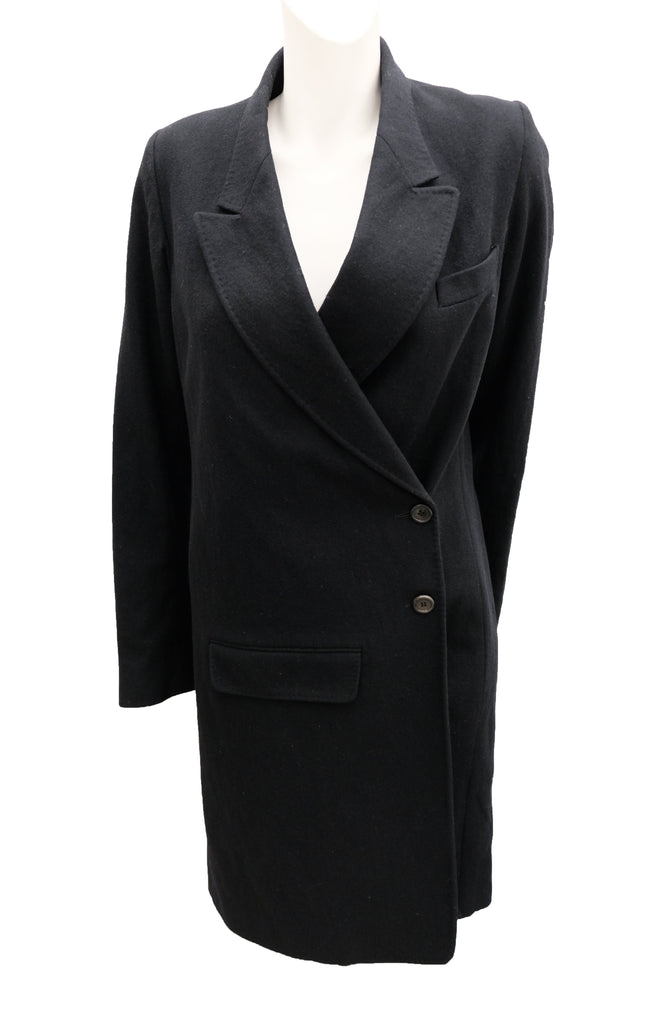 Ann Demeulemeester Long Asymmetric Black Wool Coat, UK10-12 – Menage ...