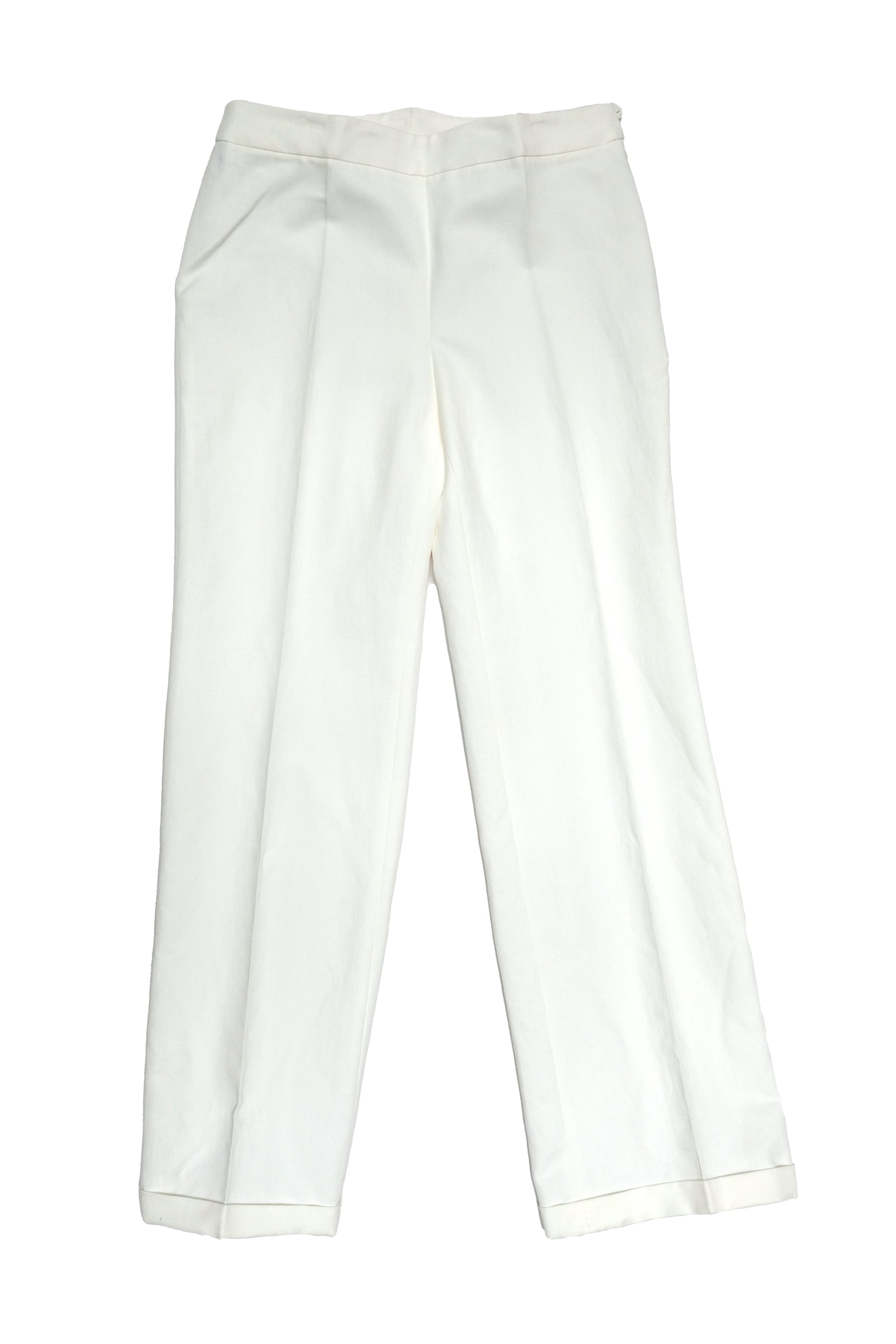 Akris White Trouser Suit with Navy Piping, UK10-12