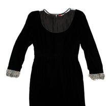 Valentino Vintage Black Velvet Dress Trimmed with Feathers, UK10