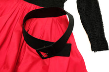 Yves Saint Laurent Vintage Party Dress in Black Lace and Red Taffeta, UK10
