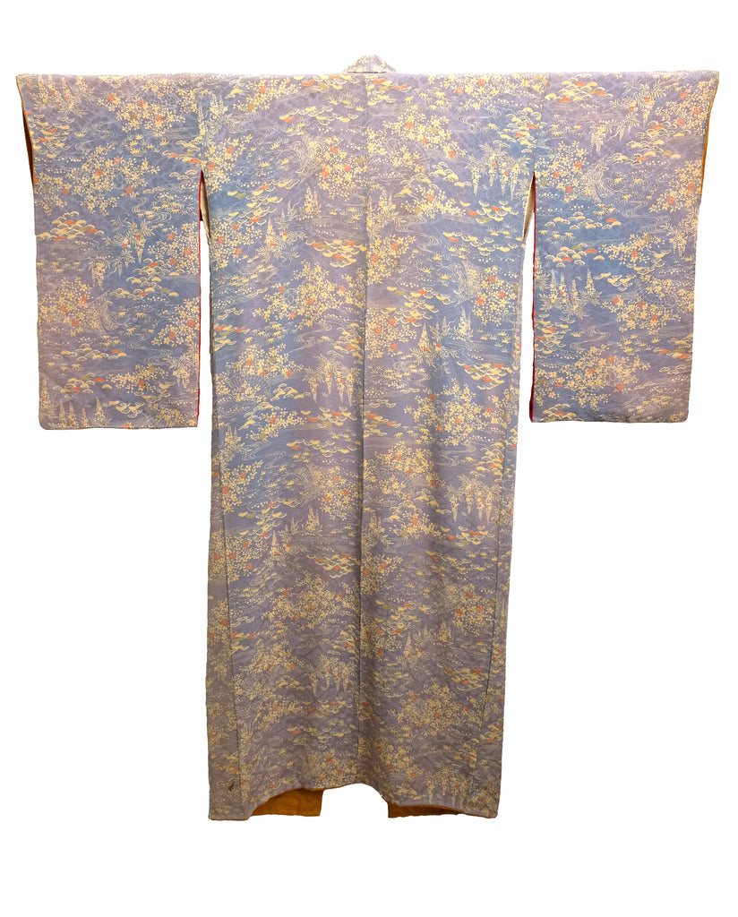 Antique Japanese Kimono in Pale Blue Floral Silk – Menage Modern Vintage